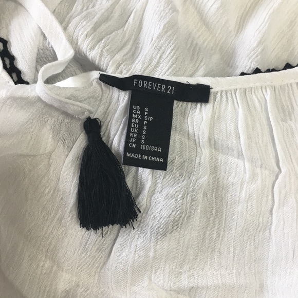 Forever 21 small white & navy tassel tie tank top - Picture 5 of 7